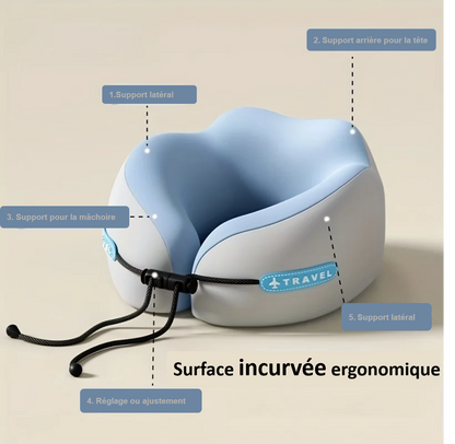 Oreillers cervicaux en mousse à mémoire de forme en forme de U Oreiller de voyage moelleux Oreiller de massage pour la nuque Oreiller pour dormir dans l'avion Literie pour les soins cervicaux
